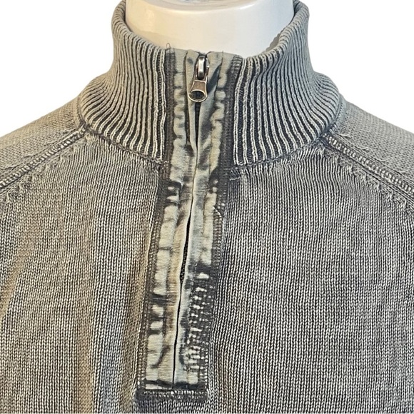 BKE Distressed Look Grayish Green Quarter Zip Sweater - Picture 2 of 8